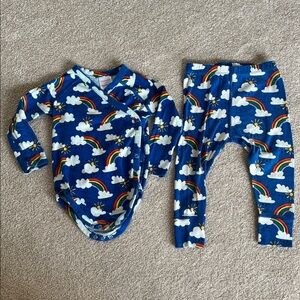 Organic Cotton Blue Rainbow Baby Onesie and Pants Set